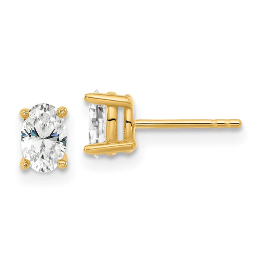 14k Yellow Gold 2/3 ctw Lab Grown Diamond VS/SI+ G+ Oval 4 Prong Heavy Wt. Stud Earrings