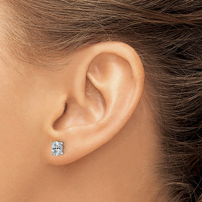 14K White Gold 3/4 Carat Certified Lab Grown Diamond Vs+ F+ Complete Oval Four Prong Stud Earrings