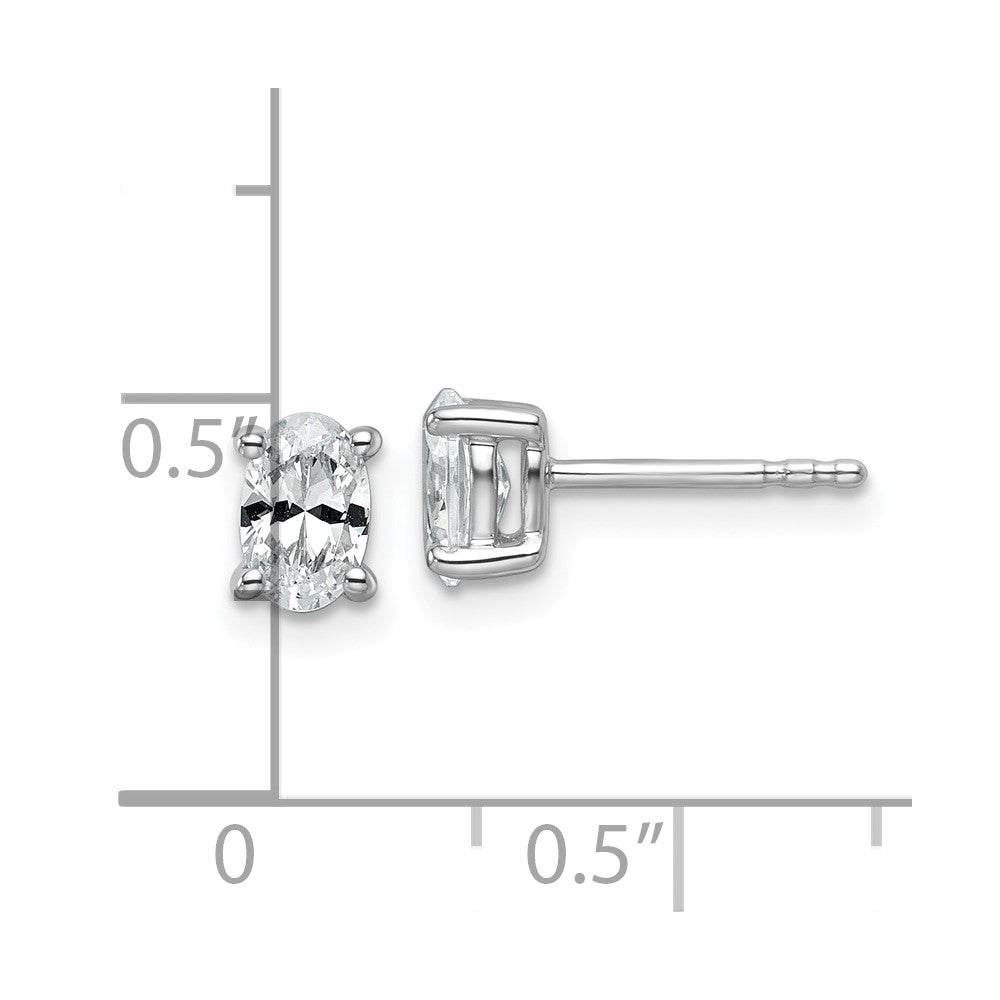14k White Gold 3/4 ctw Lab Grown Diamond VS/SI+ G+ Oval 4 Prong Heavy Wt. Stud Earrings