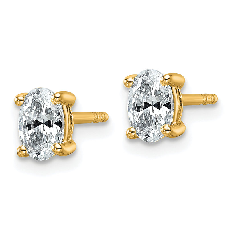 14k Yellow Gold 3/4 ctw Certified Lab Grown Diamond VS/SI+ G+ Oval 4 Prong Heavy Wt. Stud Earrings