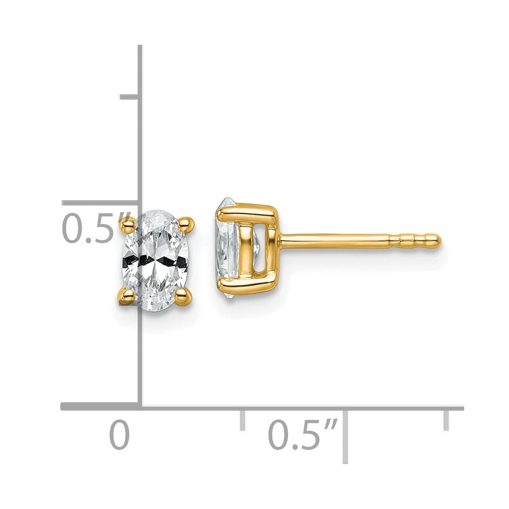 14k Yellow Gold 3/4 ctw Lab Grown Diamond VS/SI+ G+ Oval 4 Prong Heavy Wt. Stud Earrings