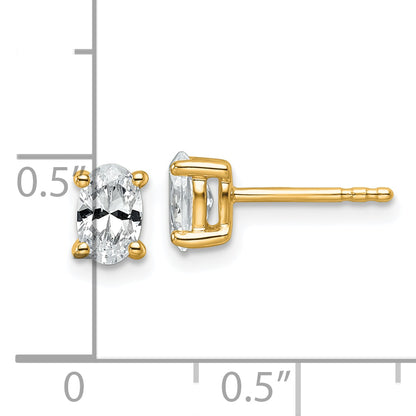 14K Yellow Gold 3/4 Carat Lab Grown Diamond Vs+ F+ Complete Oval Four Prong Stud Earrings