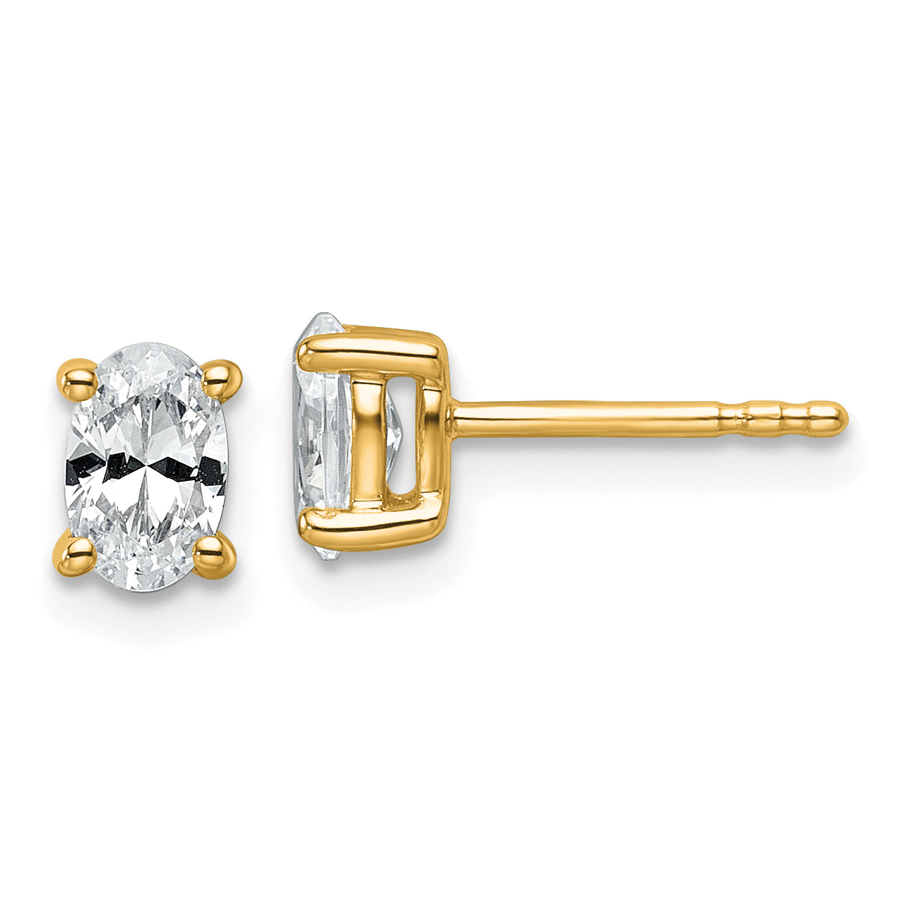14k Yellow Gold 3/4 ctw Certified Lab Grown Diamond VS/SI+ G+ Oval 4 Prong Heavy Wt. Stud Earrings