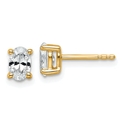 14K Yellow Gold 3/4 Carat Certified Lab Grown Diamond Vs+ F+ Complete Oval Four Prong Stud Earrings