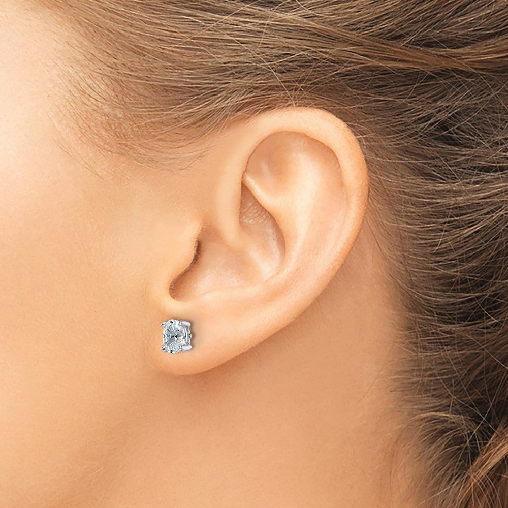 14k White Gold 1 ctw Certified Lab Grown Diamond VS/SI+ G+ Oval 4 Prong Heavy Wt. Stud Earrings