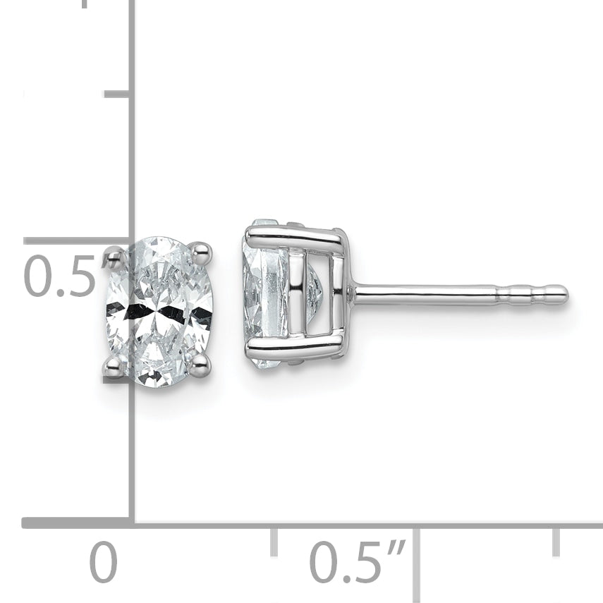 14k White Gold 1 ctw Certified Lab Grown Diamond VS/SI+ G+ Oval 4 Prong Heavy Wt. Stud Earrings