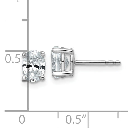 14K White Gold 1 Carat Certified Lab Grown Diamond Vs+ F+ Complete Oval Four Prong Stud Earrings