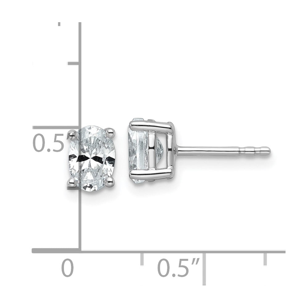 14K White Gold 1 Carat Certified Lab Grown Diamond Vs+ F+ Complete Oval Four Prong Stud Earrings
