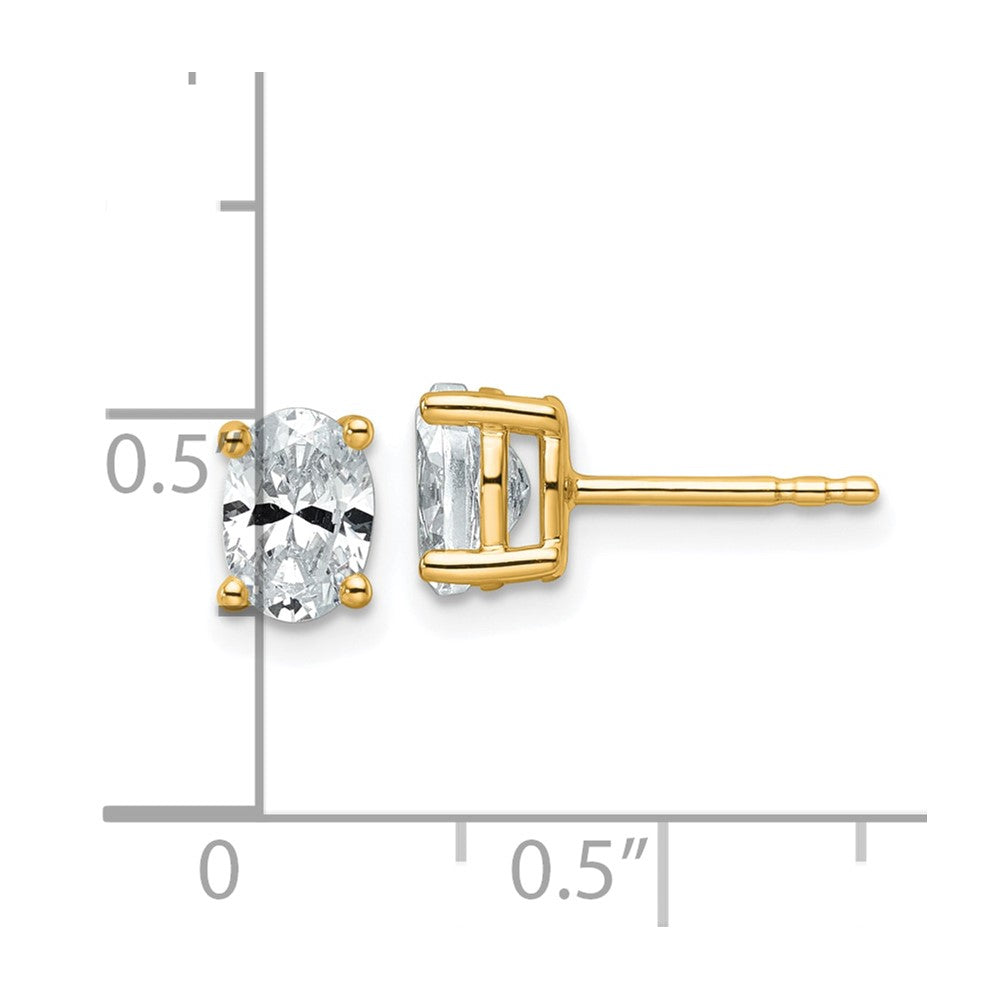 14K Yellow Gold 1 Carat Lab Grown Diamond Vs+ F+ Complete Oval Four Prong Stud Earrings