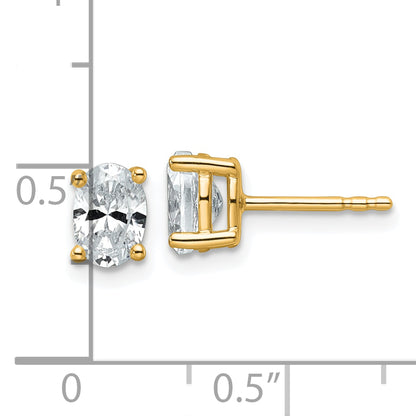 14K Yellow Gold 1 Carat Lab Grown Diamond Vs+ F+ Complete Oval Four Prong Stud Earrings