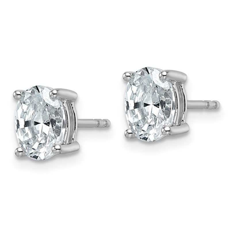 14k White Gold 1 1/2 ctw Lab Grown Diamond VS/SI+ G+ Oval 4 Prong Heavy Wt. Stud Earrings