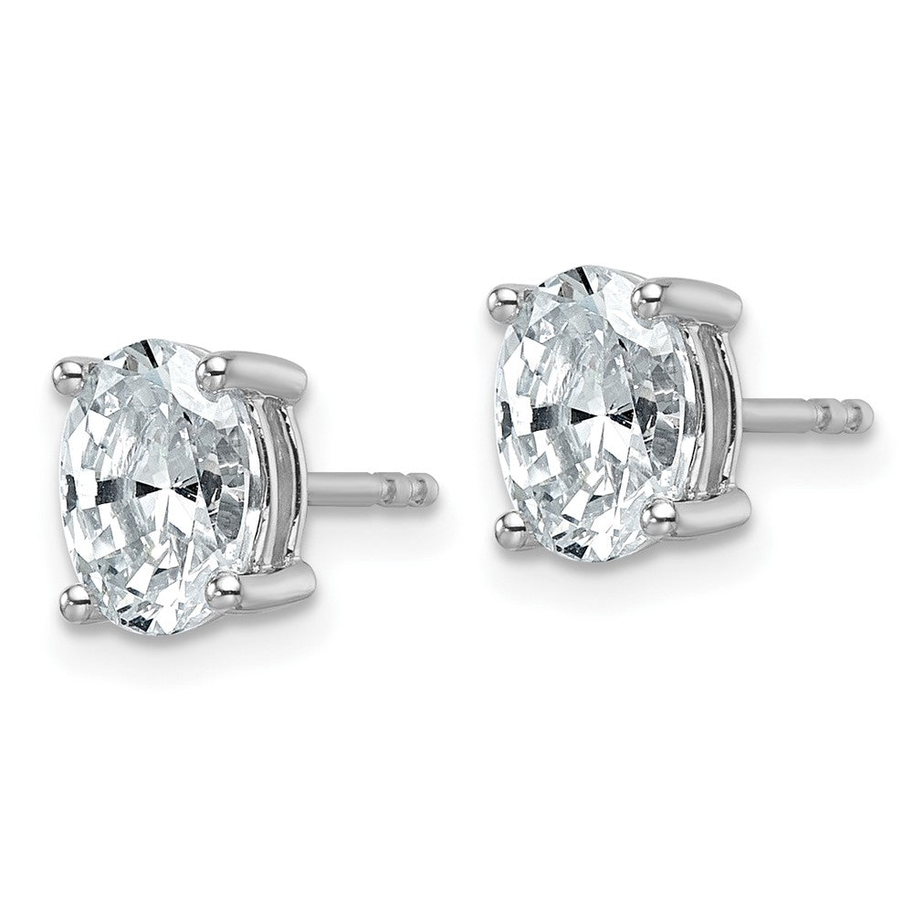 14K White Gold 1 1/2 Carat Certified Lab Grown Diamond Vs+ F+ Complete Oval Four Prong Stud Earrings