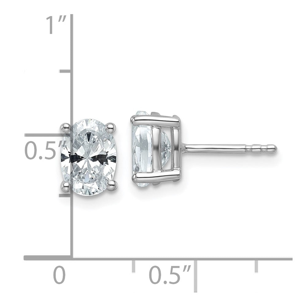 14K White Gold 1 1/2 Carat Lab Grown Diamond Vs+ F+ Complete Oval Four Prong Stud Earrings