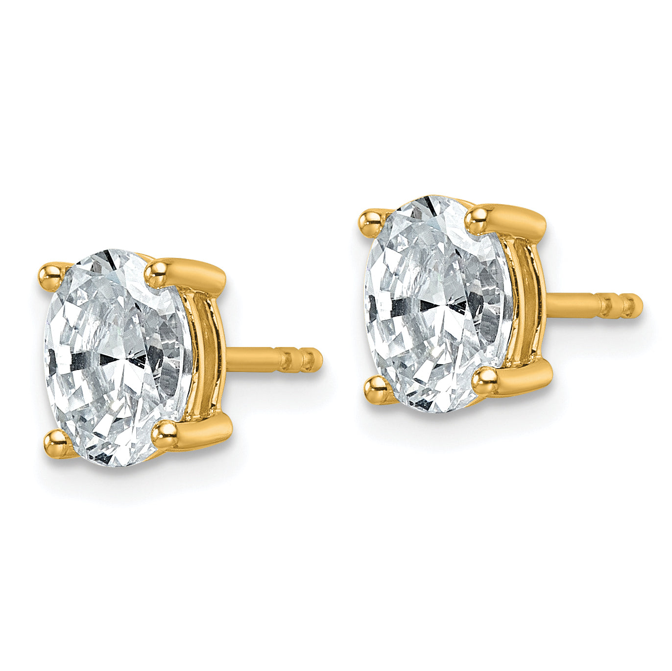 14K Yellow Gold 1 1/2 Carat Certified Lab Grown Diamond Vs+ F+ Complete Oval Four Prong Stud Earrings