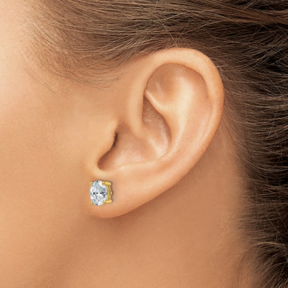 14K Yellow Gold 1 1/2 Carat Certified Lab Grown Diamond Vs+ F+ Complete Oval Four Prong Stud Earrings