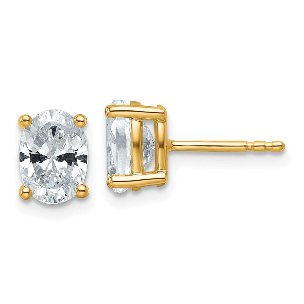 14k Yellow Gold 1 1/2 ctw Lab Grown Diamond VS/SI+ G+ Oval 4 Prong Heavy Wt. Stud Earrings
