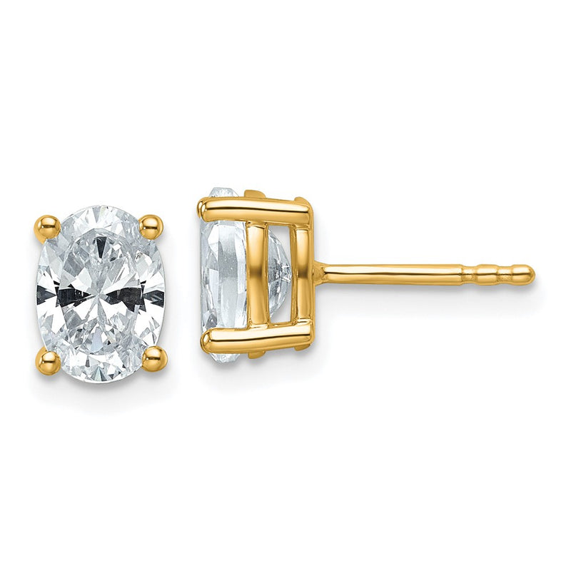 14k Yellow Gold 1 1/2 ctw Lab Grown Diamond VS/SI+ G+ Oval 4 Prong Heavy Wt. Stud Earrings