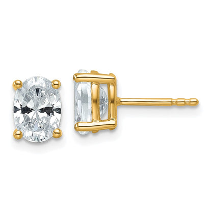 14k Yellow Gold 1 1/2 ctw Certified Lab Grown Diamond VS/SI+ G+ Oval 4 Prong Heavy Wt. Stud Earrings