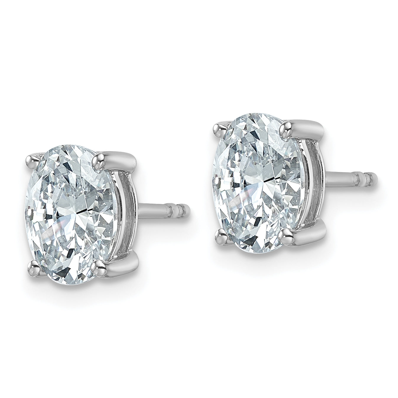 14K White Gold 2 Carat Certified Lab Grown Diamond Vs+ F+ Complete Oval Four Prong Stud Earrings