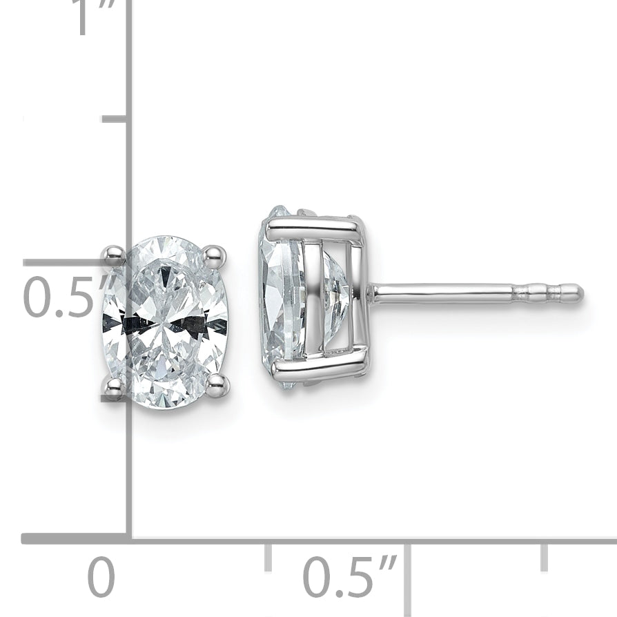 14K White Gold 2 Carat Certified Lab Grown Diamond Vs+ F+ Complete Oval Four Prong Stud Earrings
