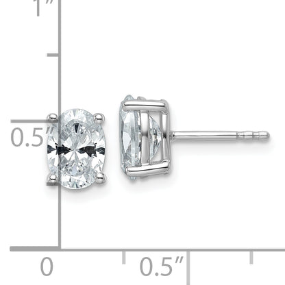 14K White Gold 2 Carat Certified Lab Grown Diamond Vs+ F+ Complete Oval Four Prong Stud Earrings