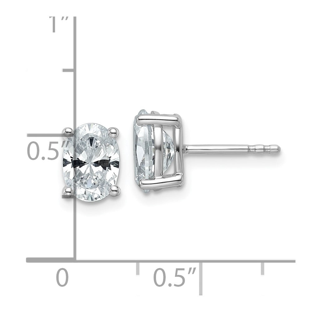 14k White Gold 2 ctw Certified Lab Grown Diamond VS/SI+ G+ Oval 4 Prong Heavy Wt. Stud Earrings
