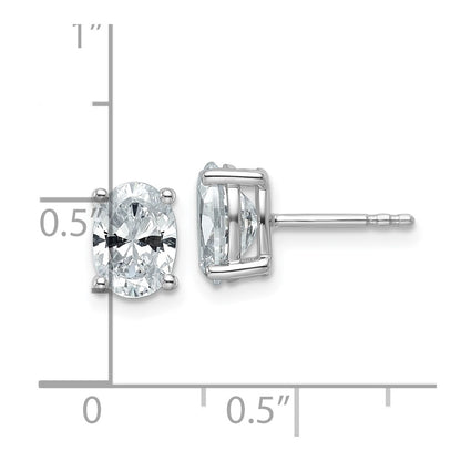 14K White Gold 2 Carat Certified Lab Grown Diamond Vs+ F+ Complete Oval Four Prong Stud Earrings