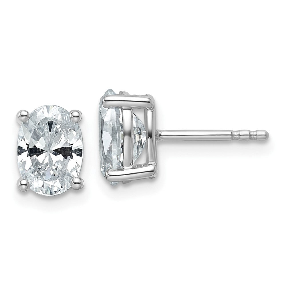 14k White Gold 2 ctw Certified Lab Grown Diamond VS/SI+ G+ Oval 4 Prong Heavy Wt. Stud Earrings