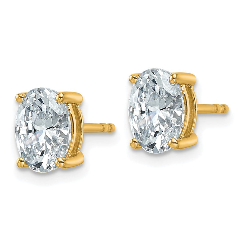 14k Yellow Gold 2 ctw Lab Grown Diamond VS/SI+ G+ Oval 4 Prong Heavy Wt. Stud Earrings