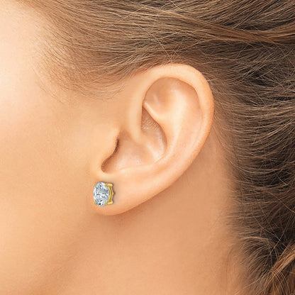 14K Yellow Gold 2 Carat Lab Grown Diamond Vs+ F+ Complete Oval Four Prong Stud Earrings