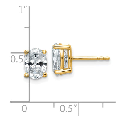 14k Yellow Gold 2 ctw Lab Grown Diamond VS/SI+ G+ Oval 4 Prong Heavy Wt. Stud Earrings