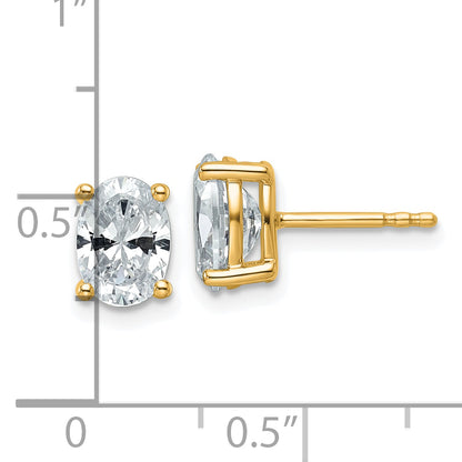 14k Yellow Gold 2 ctw Certified Lab Grown Diamond VS/SI+ G+ Oval 4 Prong Heavy Wt. Stud Earrings