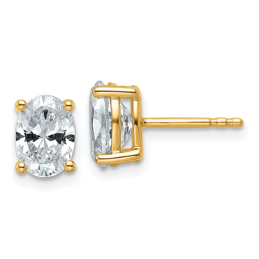 14k Yellow Gold 2 ctw Lab Grown Diamond VS/SI+ G+ Oval 4 Prong Heavy Wt. Stud Earrings