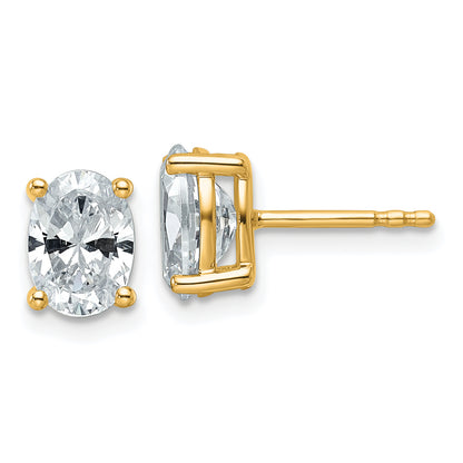 14k Yellow Gold 2 ctw Certified Lab Grown Diamond VS/SI+ G+ Oval 4 Prong Heavy Wt. Stud Earrings