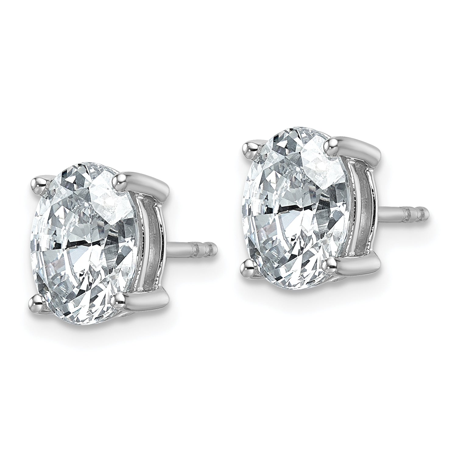 14k White Gold 3 ctw Certified Lab Grown Diamond VS/SI+ G+ Oval 4 Prong Heavy Wt. Stud Earrings