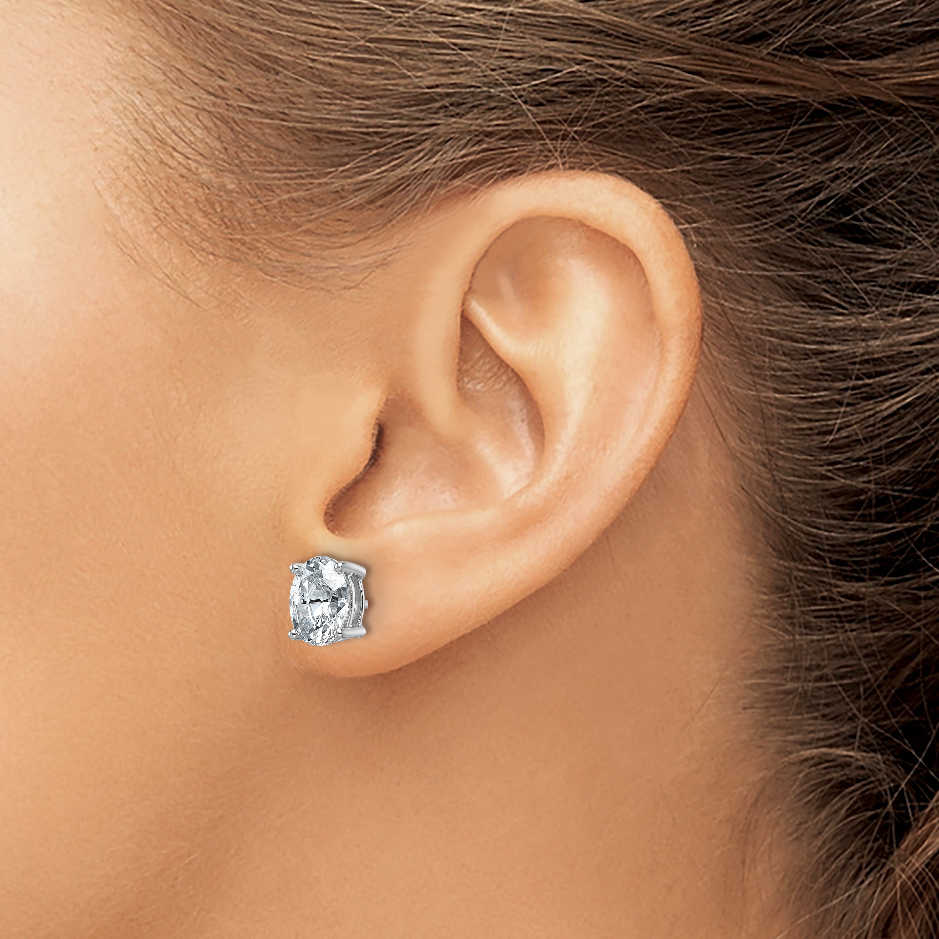 14k White Gold 3 ctw Certified Lab Grown Diamond VS/SI+ G+ Oval 4 Prong Heavy Wt. Stud Earrings