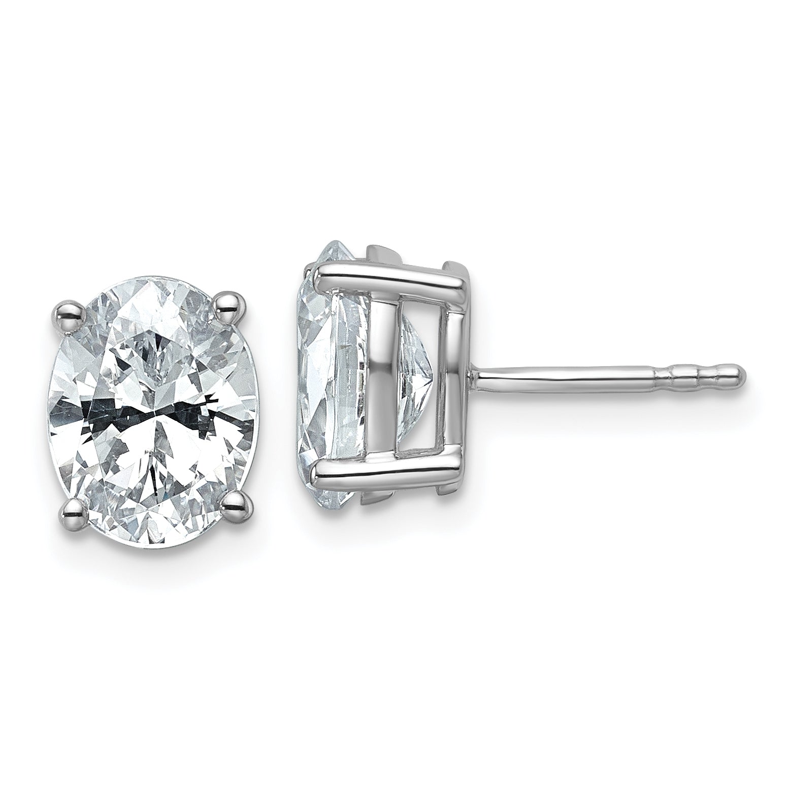 14k White Gold 3 ctw Certified Lab Grown Diamond VS/SI+ G+ Oval 4 Prong Heavy Wt. Stud Earrings