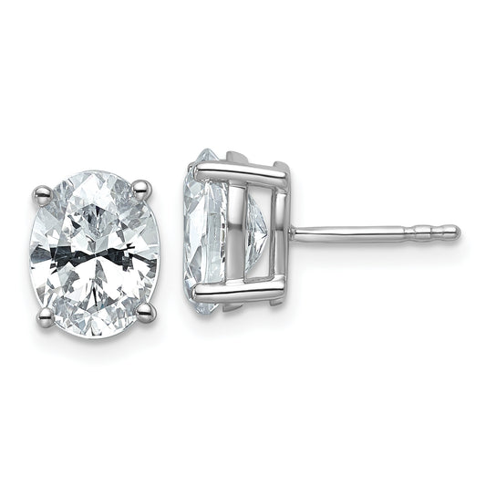14k White Gold 3 ctw Certified Lab Grown Diamond VS/SI+ G+ Oval 4 Prong Heavy Wt. Stud Earrings