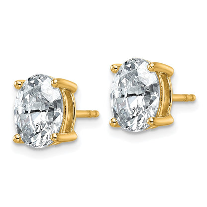 14k Yellow Gold 3 Ct. Lab Grown Diamond VS/SI+ G+ Oval Complete Solitare Stud Post Earrings