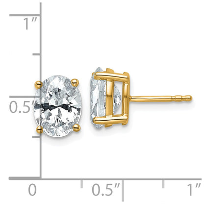14k Yellow Gold 3 Ct. Lab Grown Diamond VS/SI+ G+ Oval Complete Solitare Stud Post Earrings