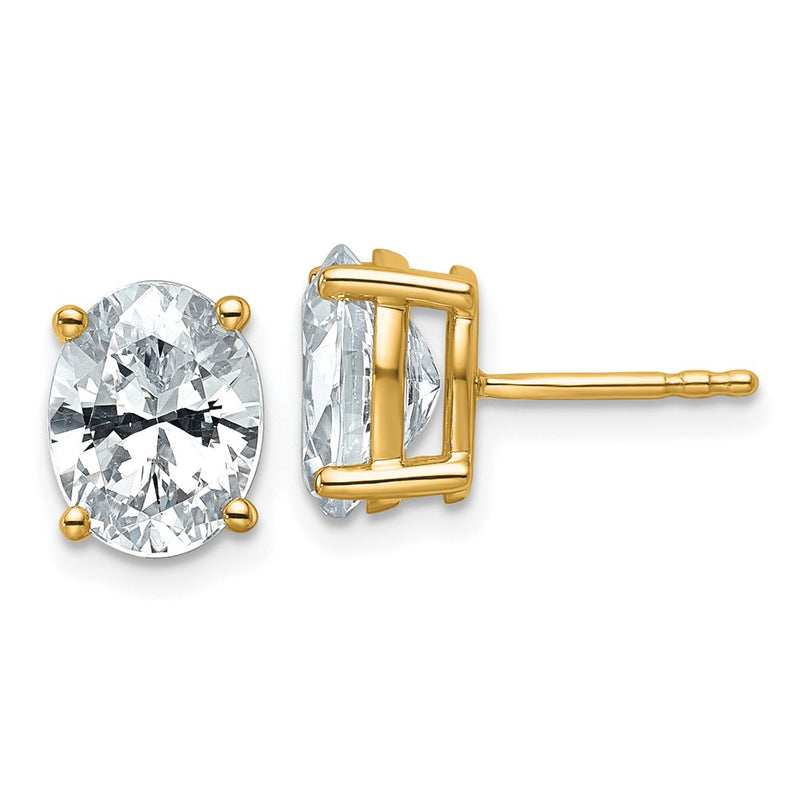 14k Yellow Gold 3 ctw Certified Lab Grown Diamond VS/SI+ G+ Oval 4 Prong Heavy Wt. Stud Earrings