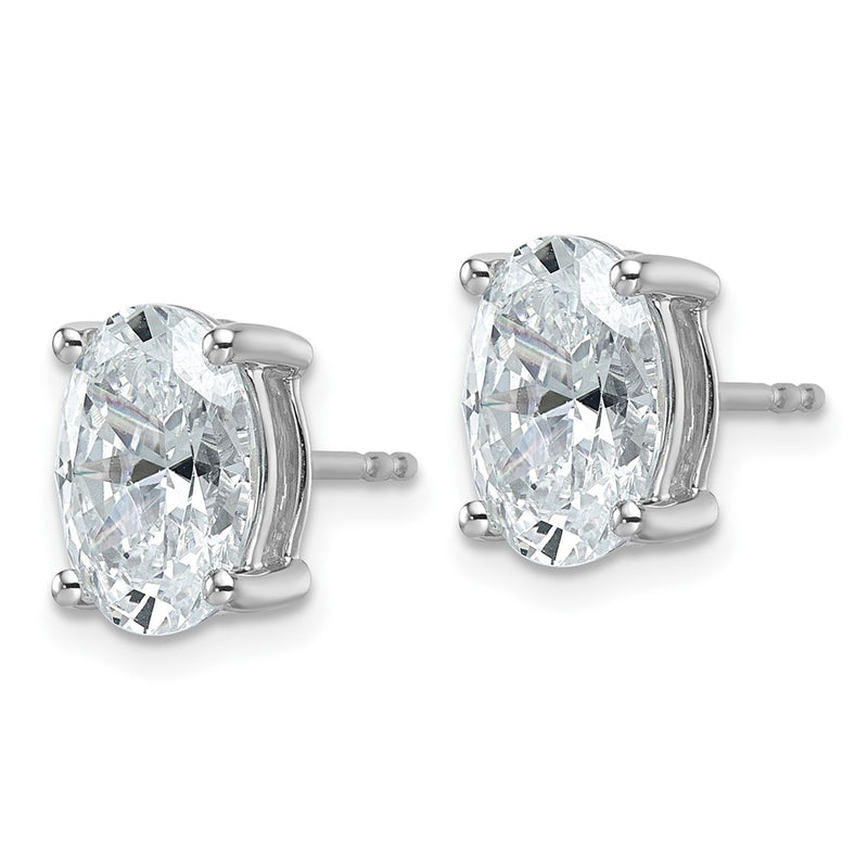 14K White Gold 4 Carat Certified Lab Grown Diamond Vs+ F+ Complete Oval Four Prong Stud Earrings