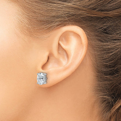 14K White Gold 4 Carat Certified Lab Grown Diamond Vs+ F+ Complete Oval Four Prong Stud Earrings