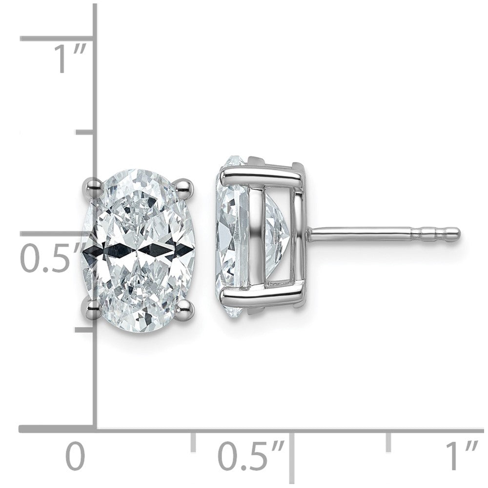 14K White Gold 4 Carat Certified Lab Grown Diamond Vs+ F+ Complete Oval Four Prong Stud Earrings