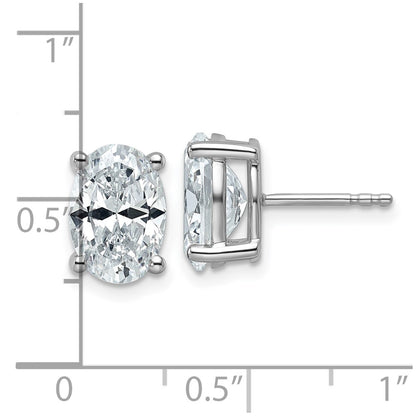 14K White Gold 4 Carat Certified Lab Grown Diamond Vs+ F+ Complete Oval Four Prong Stud Earrings