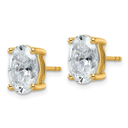 14k Yellow Gold 4 Ct. Lab Grown Diamond VS/SI+ G+ Oval Complete Solitare Stud Post Earrings