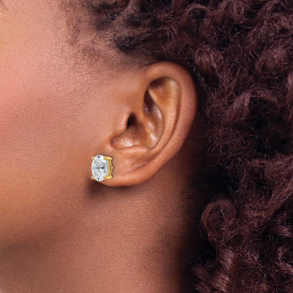 14k Yellow Gold 4 Ct. Lab Grown Diamond VS/SI+ G+ Oval Complete Solitare Stud Post Earrings