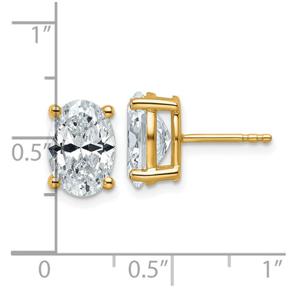 14k Yellow Gold 4 Ct. Lab Grown Diamond VS/SI+ G+ Oval Complete Solitare Stud Post Earrings
