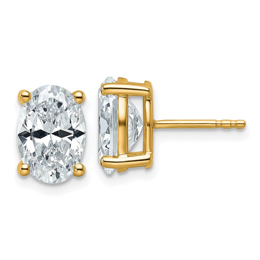 14k Yellow Gold 4 Ct. Lab Grown Diamond VS/SI+ G+ Oval Complete Solitare Stud Post Earrings