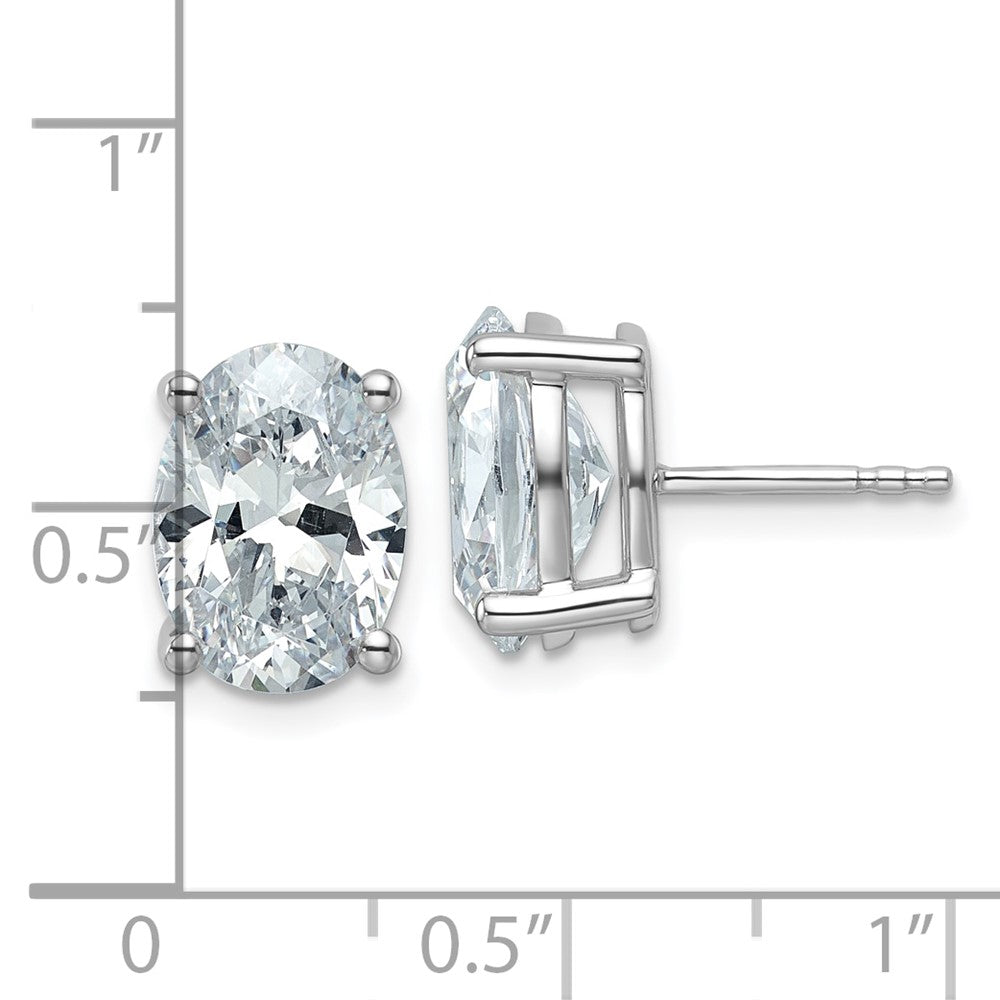 14K White Gold 5 Carat Certified Lab Grown Diamond Vs+ F+ Complete Oval Four Prong Stud Earrings